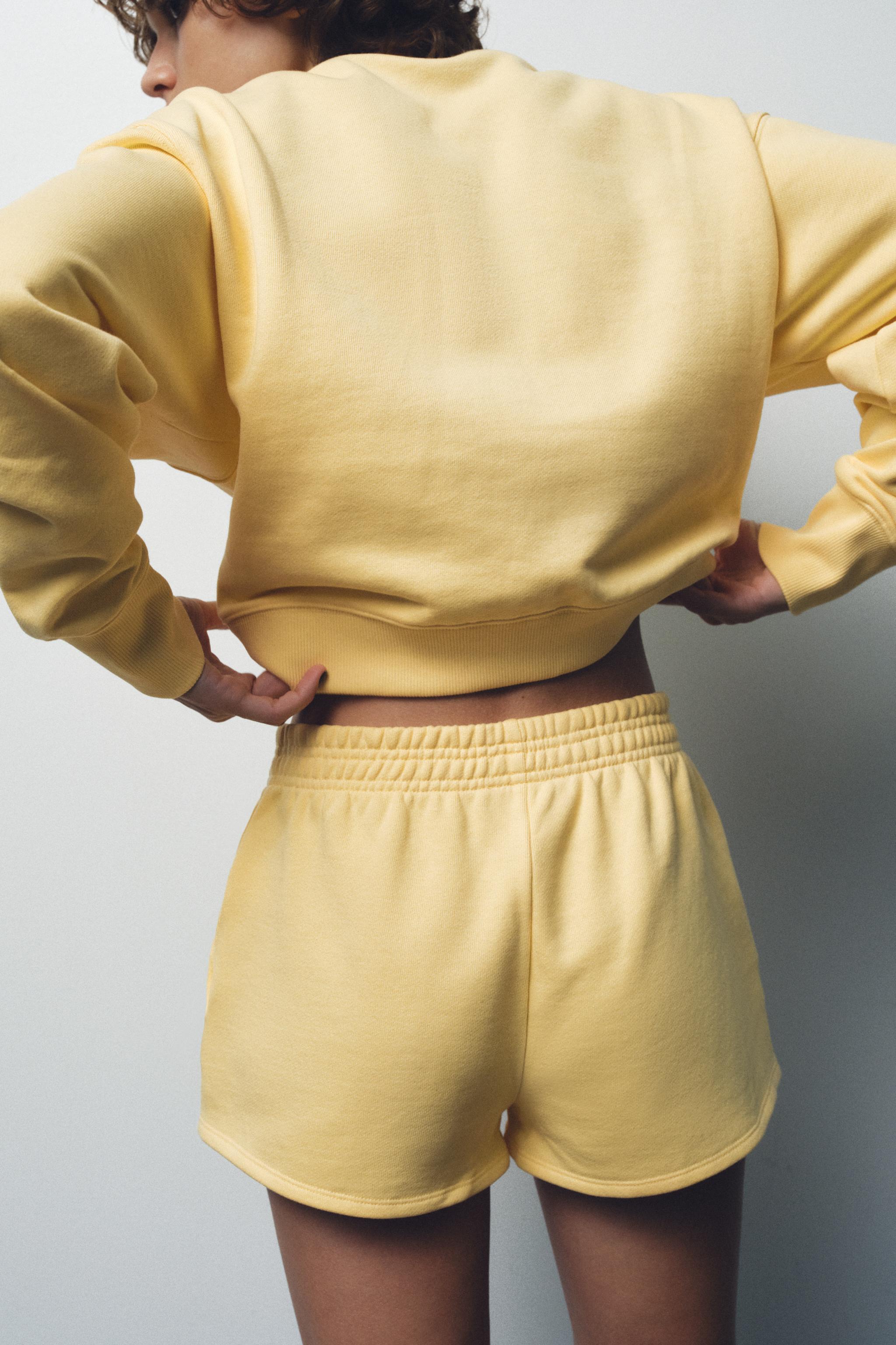 EMBROIDERED TEXT PLUSH SWEATSHIRT - Yellow | ZARA United States