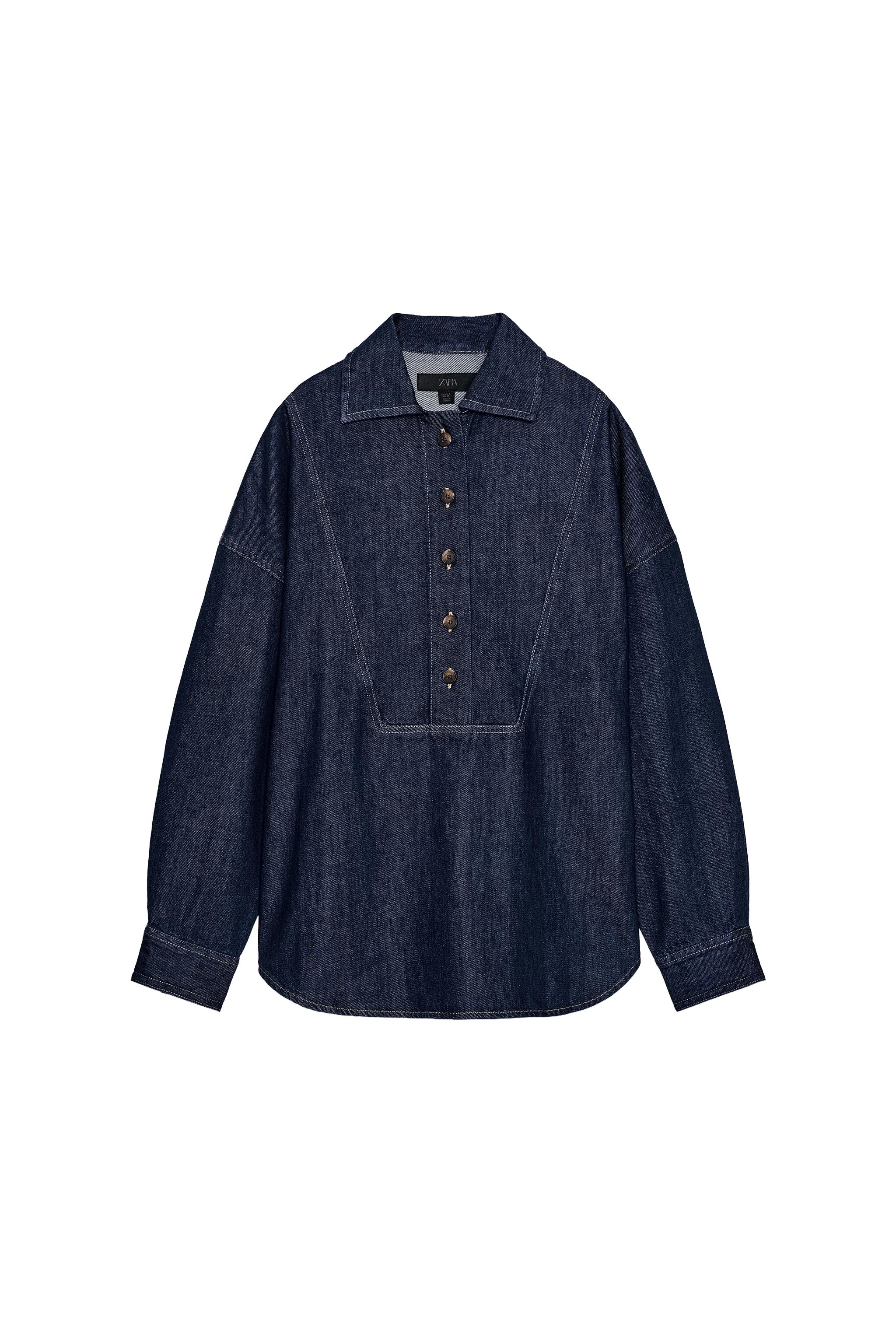 Chemise En Jean ZARA Femme Taille M Bleu - Occasion Très Bon état, Coupe Basique, Regular Fit