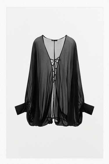 TOP GEORGETTE ABALONADO LIMITED EDITION - Preto da Zara