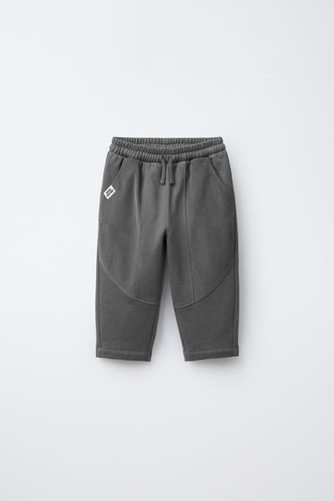 PANTALON EN MOLLETON ET VELOURS CÔTELÉ - Gris bleu de Zara