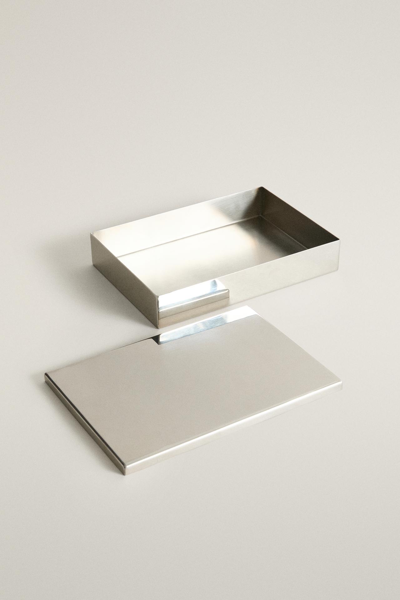 STEEL BOX WITH LID — Silver