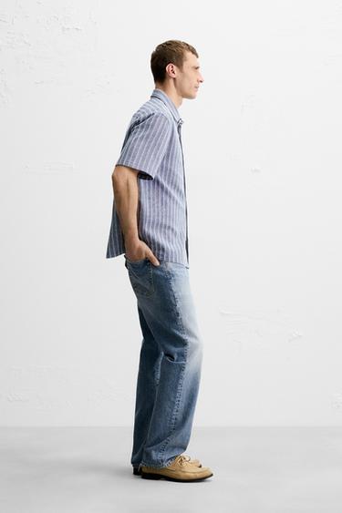STRIPED JACQUARD SHIRT - Light blue by Zara - Image 3