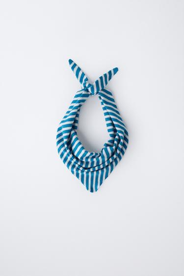 STRIPED KNIT BANDANA - Light blue by Zara - Image 0