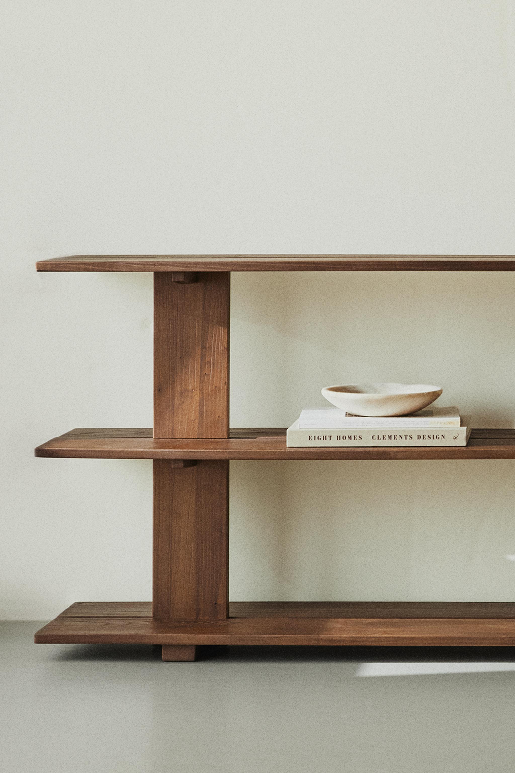 ELM WOOD SHELF WITH THREE SHELVES - Dark brown | ZARA United States