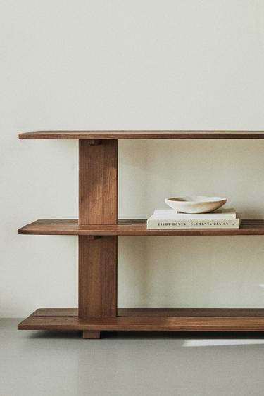 ELM WOOD SHELVING UNIT WITH THREE SHELVES - Dark brown by Zara