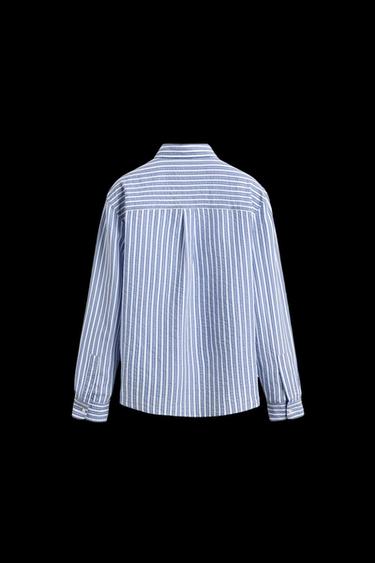 CREASED-EFFECT STRIPED SHIRT - Blue/White by Zara