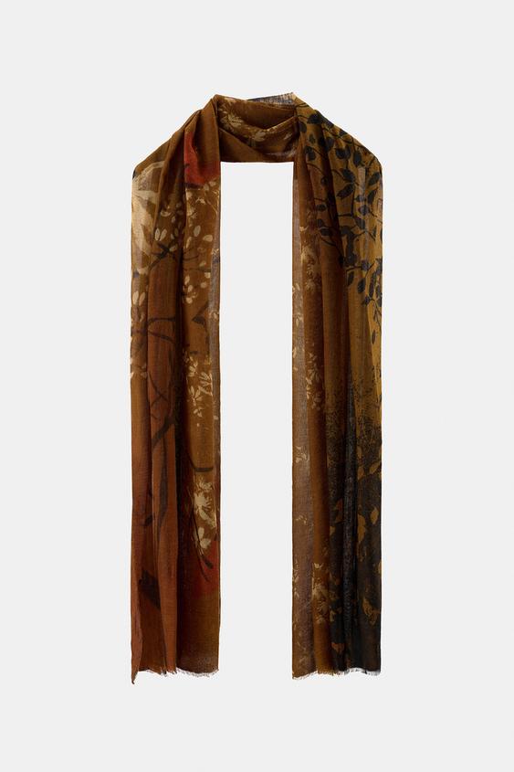 PAÑUELO ESTAMPADO CON LANA - Tierra de Zara - Imagen 0