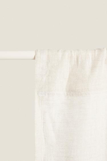 DOUBLE WIDTH LINEN CURTAIN WITH MEDIUM OPACITY - Light beige by Zara