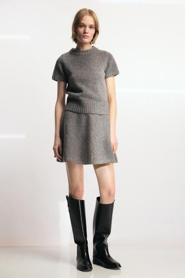 Zara WOOL MINI SKIRT - Gray