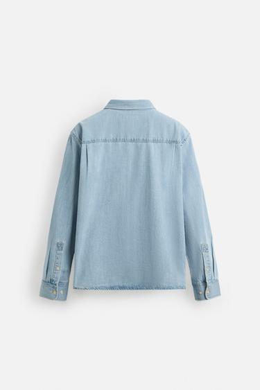 REGULAR FIT DENIM SHIRT - Sky blue by Zara - Image 7