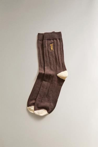 COTTON GOLF SOCKS - Brown / Ecru by Zara