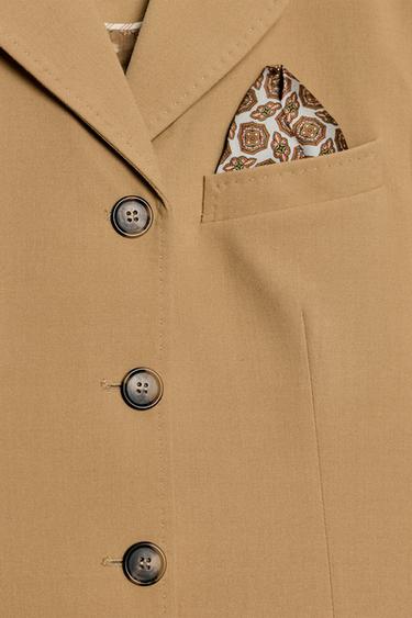 FITTED BLAZER WITH CONTRAST SCARF ZW COLLECTION - Light camel by Zara - Image 6