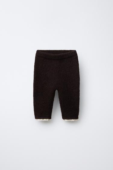 KNIT LEGGINGS WITH LACE TRIM - Brown by Zara - Image 0