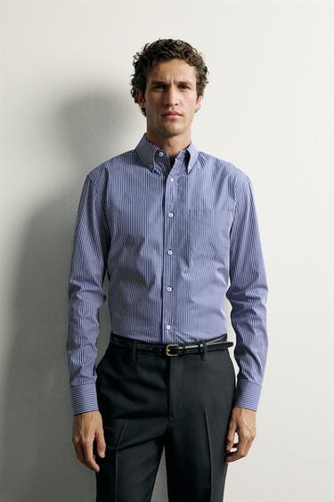 COTTON REGULAR FIT SHIRT — Blue / White 2
