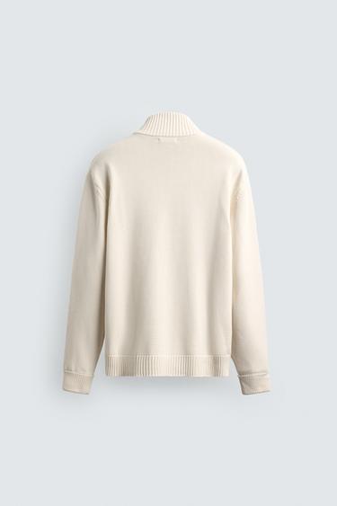 GILET EN MAILLE AVEC FERMETURE ÉCLAIR - Blanc cassé de Zara - Image 7