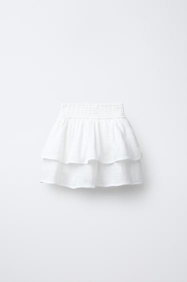 JUPE-SHORT À VOLANTS ET CLOUS - Blanc cassé de Zara - Image 1
