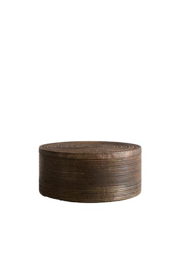 ROUND WOODEN BOX - Dark brown by Zara