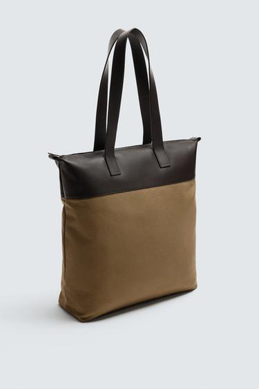 SAC SHOPPER DÉTAILS EN CUIR - brun de Zara - Image 1