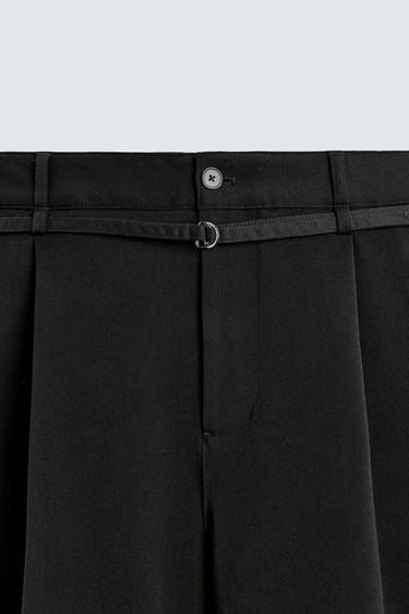 RELAXED FIT BERMUDA SHORTS WITH PLEATS AND BELT - Black by Zara - Image 8
