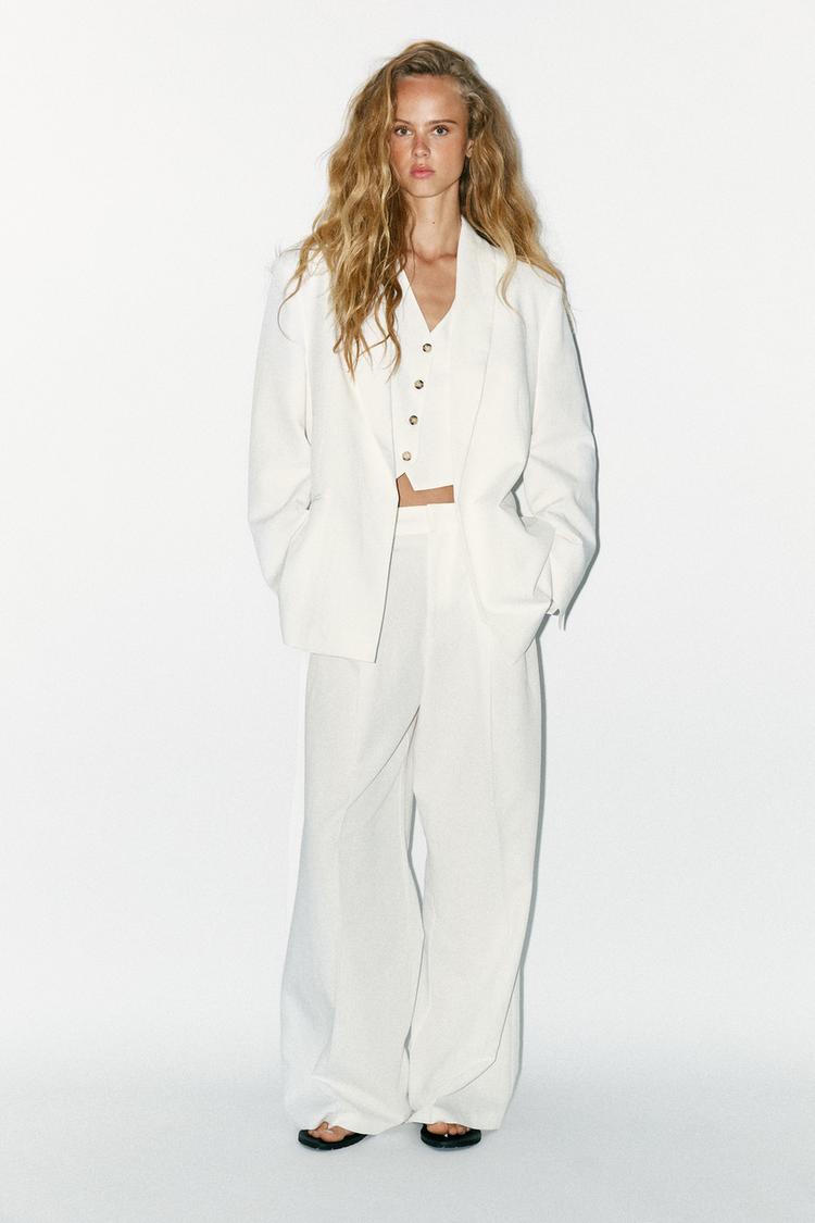 OVERSIZE BLAZER WITH BELT Ecru ZARA South Africa