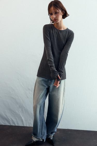 SOFT RIB T-SHIRT - Grey marl by Zara - Image 0