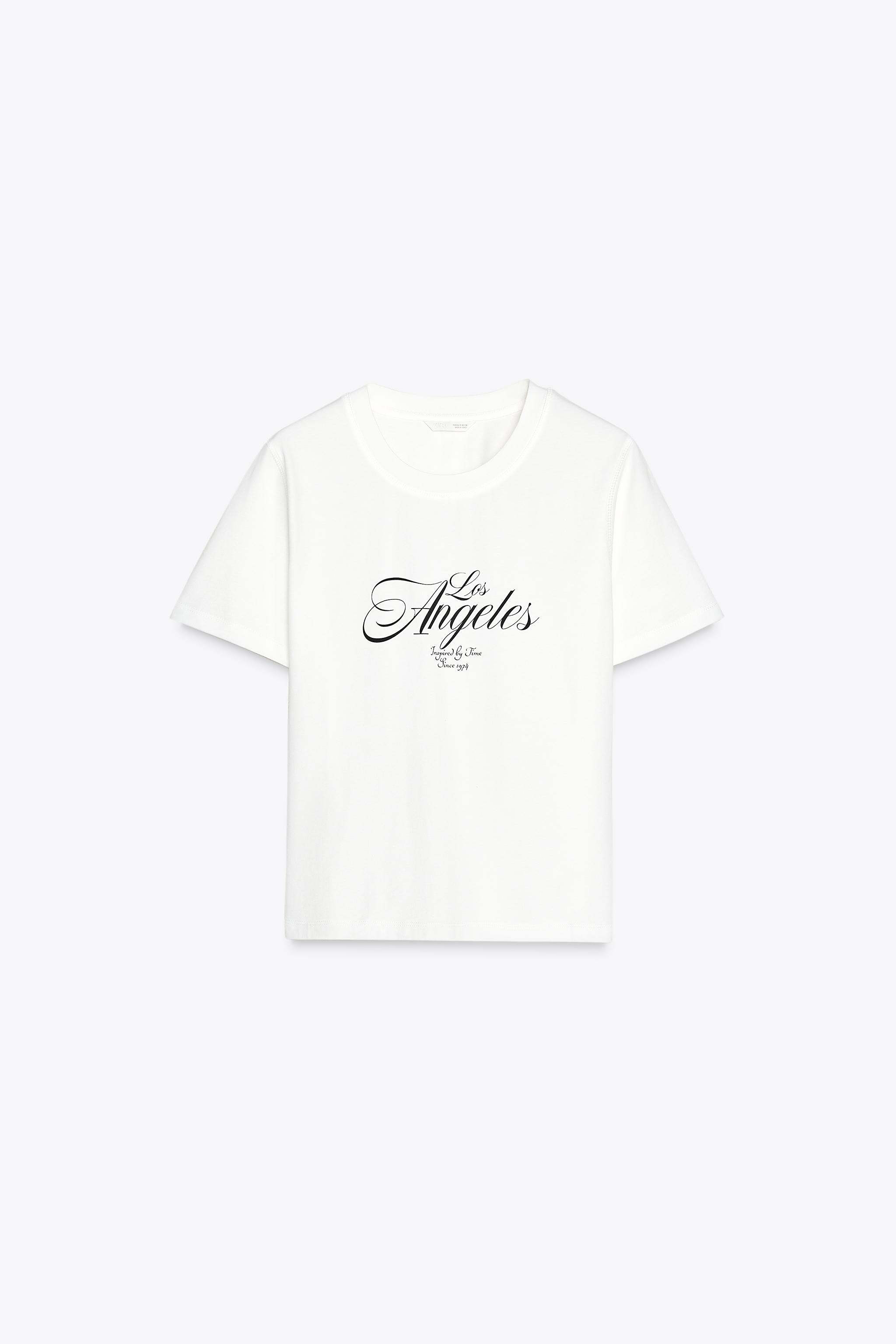 CONTRAST TEXT T-SHIRT - Blue / White | ZARA United States