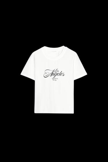 Zara CONTRAST TEXT T-SHIRT - White - Image 0