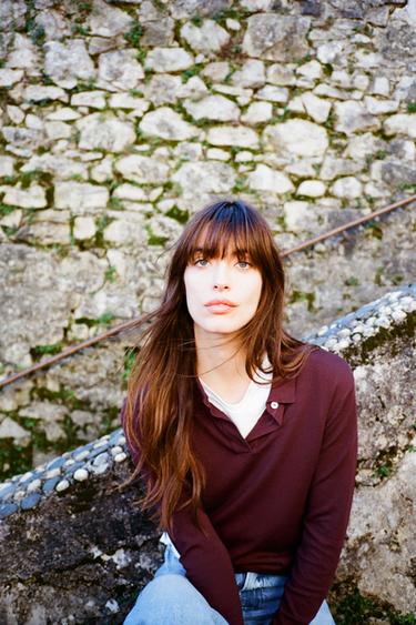 PLAIN KNIT POLO TOP - Wine by Zara - Image 1