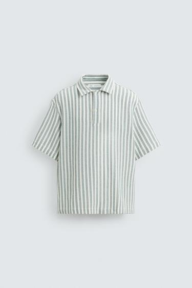 CAMISA POLO ESTRUCTURA ESPIGA - Verde / Azul de Zara