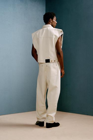 GILET EN DENIM COUPE CARRÉE WILLY CHAVARRIA X ZARA - Écru de Zara - Image 2