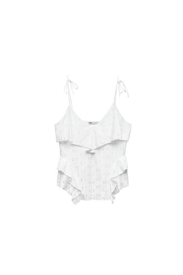 STRAPPY TOP WITH SWISS EMBROIDERY