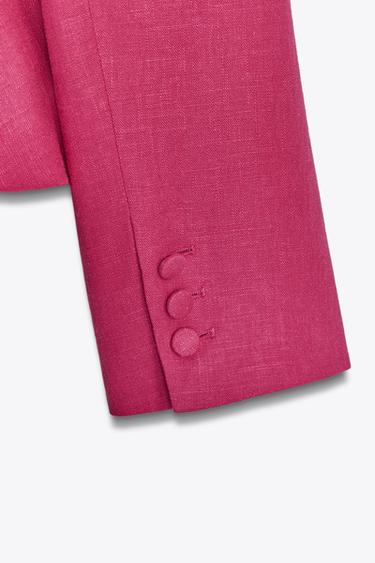 BLAZER PEPLUM AVEC LIN - Fuchsia de Zara - Image 5