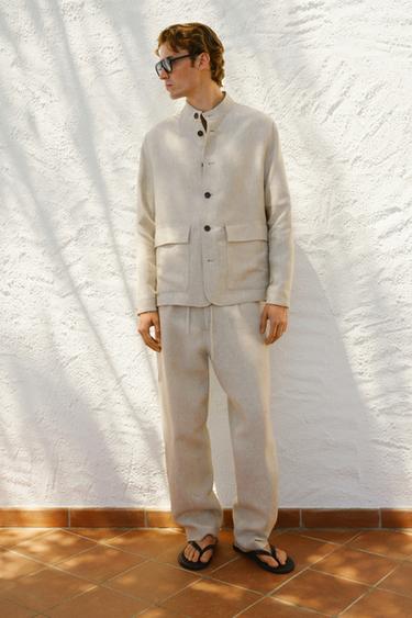Sobrecamisa 100% lino total look - Beige de Zara