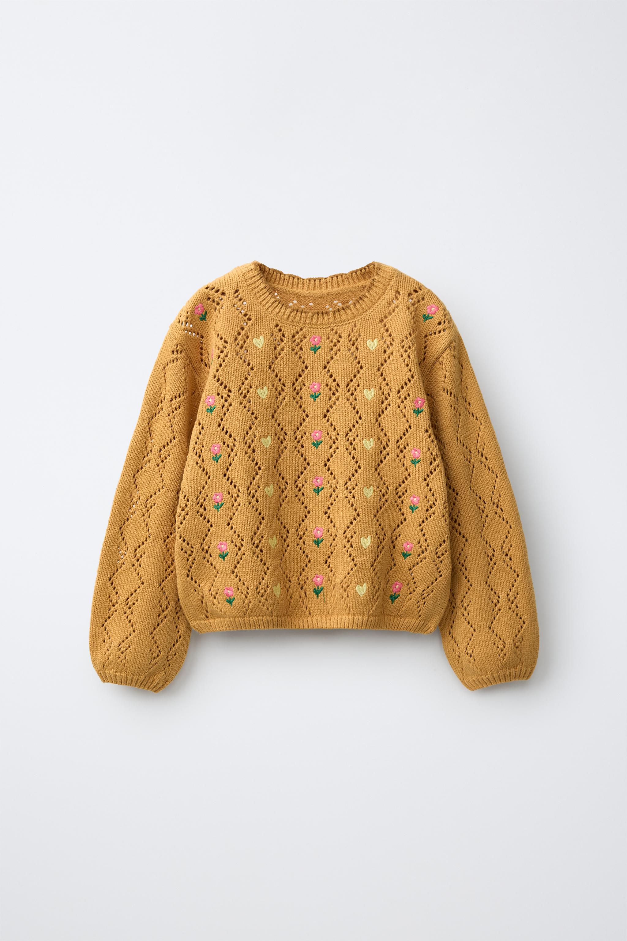 PULL EN MAILLE AJOURÉE À FLEURS BRODÉES