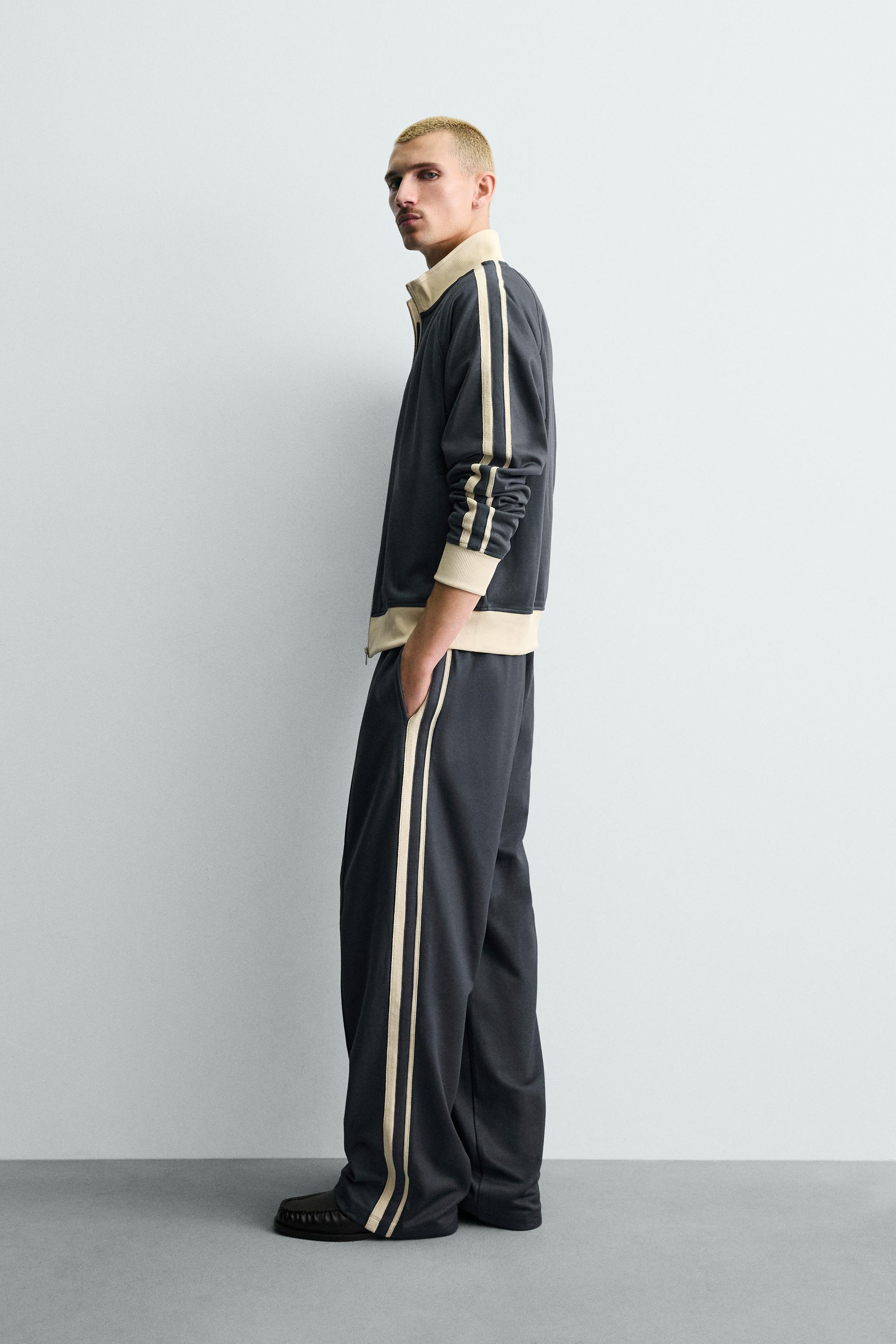 ストライプ柄ジップアップスウェットシャツ - ブルー | ZARA Japan / 日本
