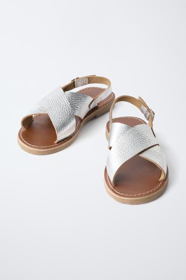 METALLIC LEATHER SANDALS - Silver by Zara - Image 2