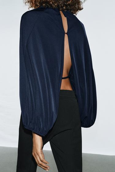 BALLOON TOP WITH OPENINGS - Blue by Zara