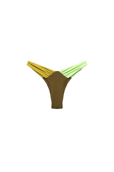 BAS DE BIKINI DÉCOLLETÉ COMBINÉ - Vert de Zara