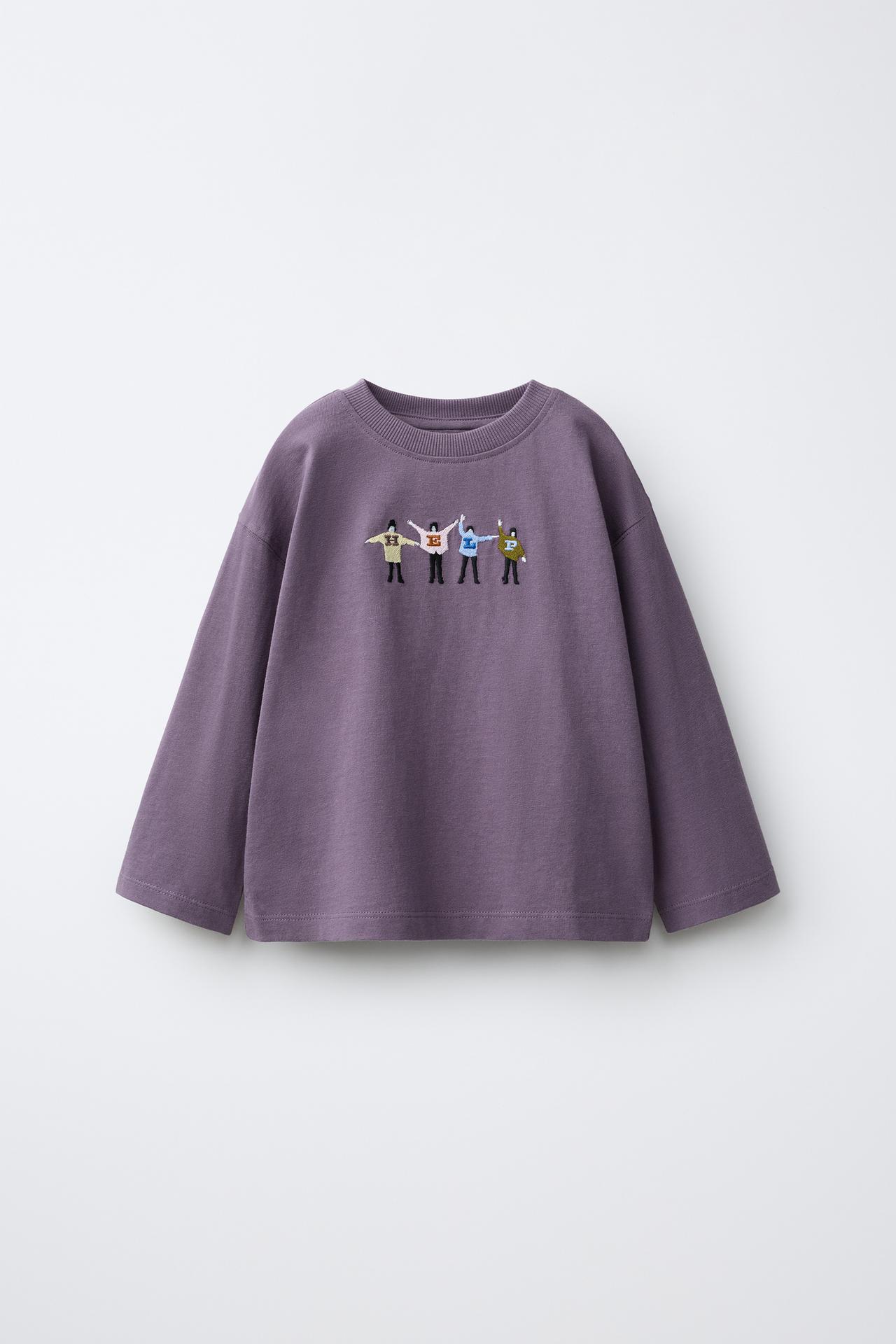 THE BEATLES™ EMBROIDERED T-SHIRT — Lilac