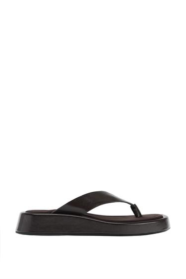 Zara FLAT STRAP SANDALS - Brown