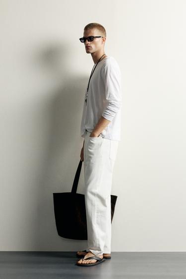 T-SHIRT RELAXED FIT À MANCHES LONGUES - Blanc de Zara - Image 3