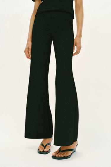 STRETCH WIDE-LEG TROUSERS - Black by Zara