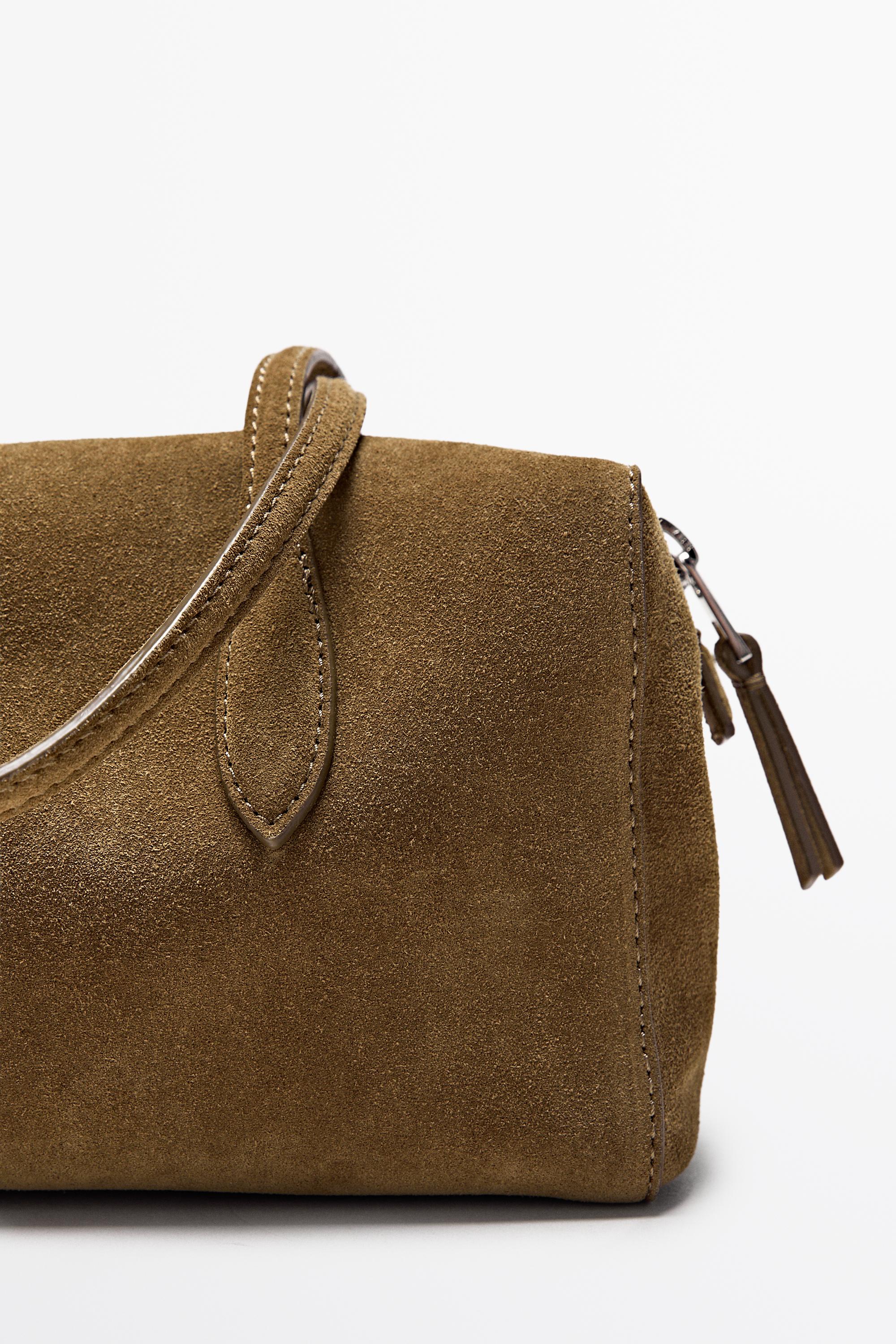 Mini-sac cartable en croûte de cuir