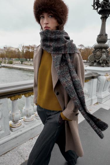 PAÑUELO CUADROS CON LANA - Gris vigoré de Zara