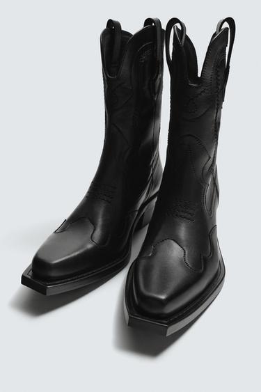 BOTTES COW-BOY EN CUIR - Noir de Zara - Image 1