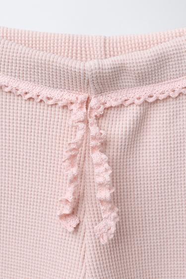 LEGGING GAUFRÉ DENTELLE - Rose pâle de Zara - Image 2
