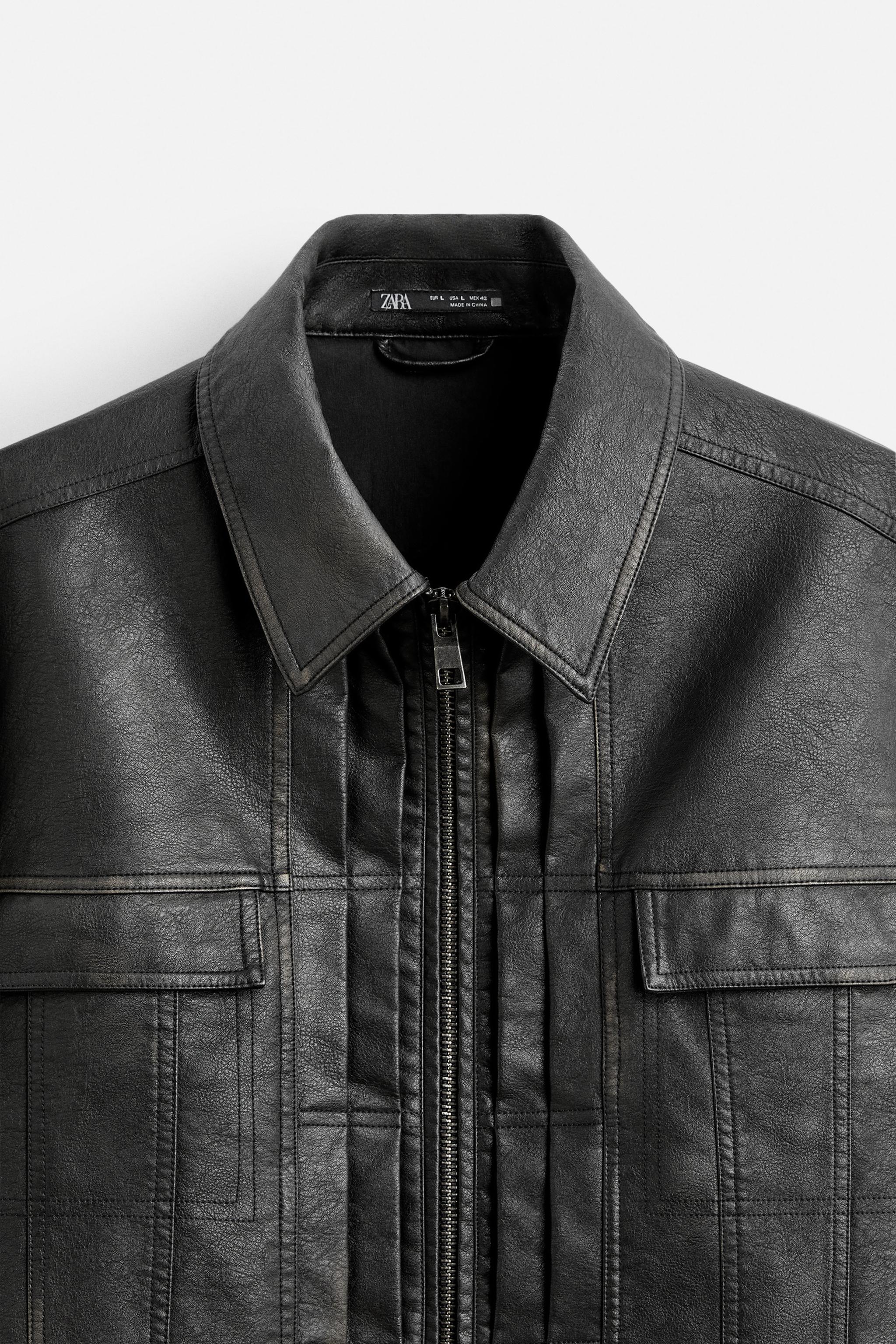 グラデーション フェイクレザー ジャケット - ブラック | ZARA
