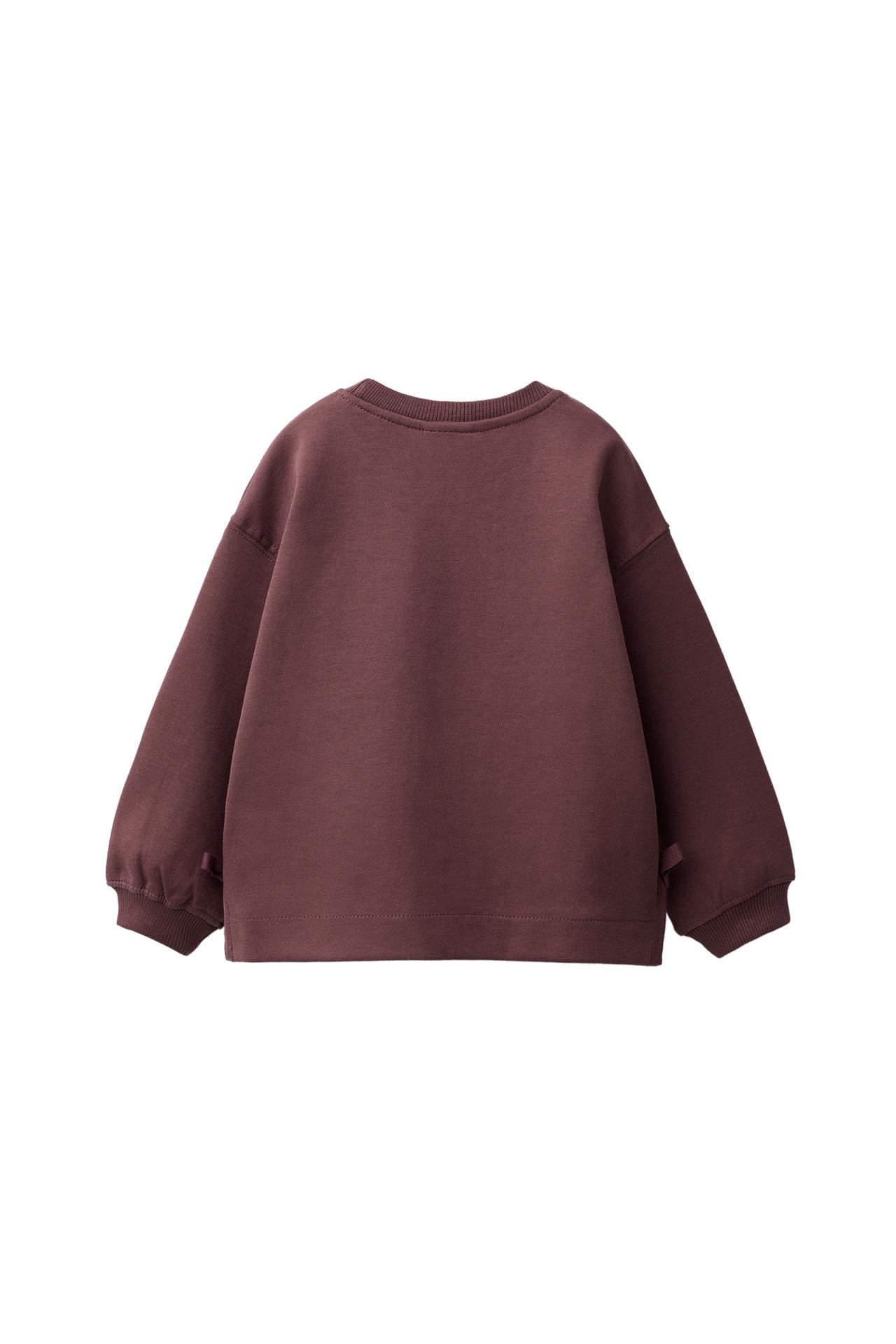 INTERLOCK BOW AND HEART SWEATSHIRT — Chocolate