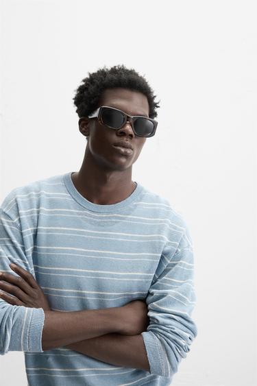 100% LINEN STRIPED SWEATER - Sky blue by Zara - Image 4