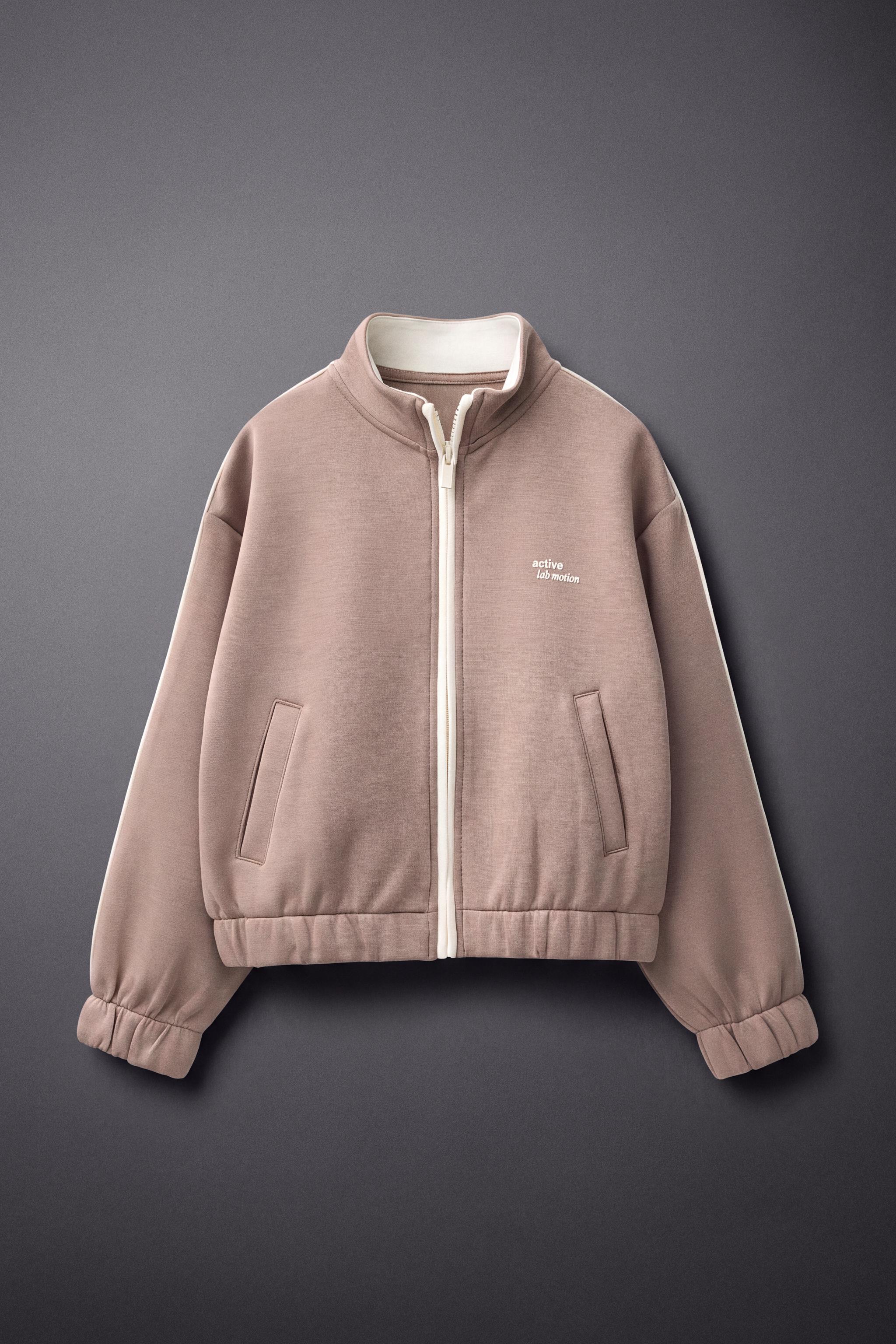 SPORTY CONTRAST PIPING JACKET — Brown / Taupe